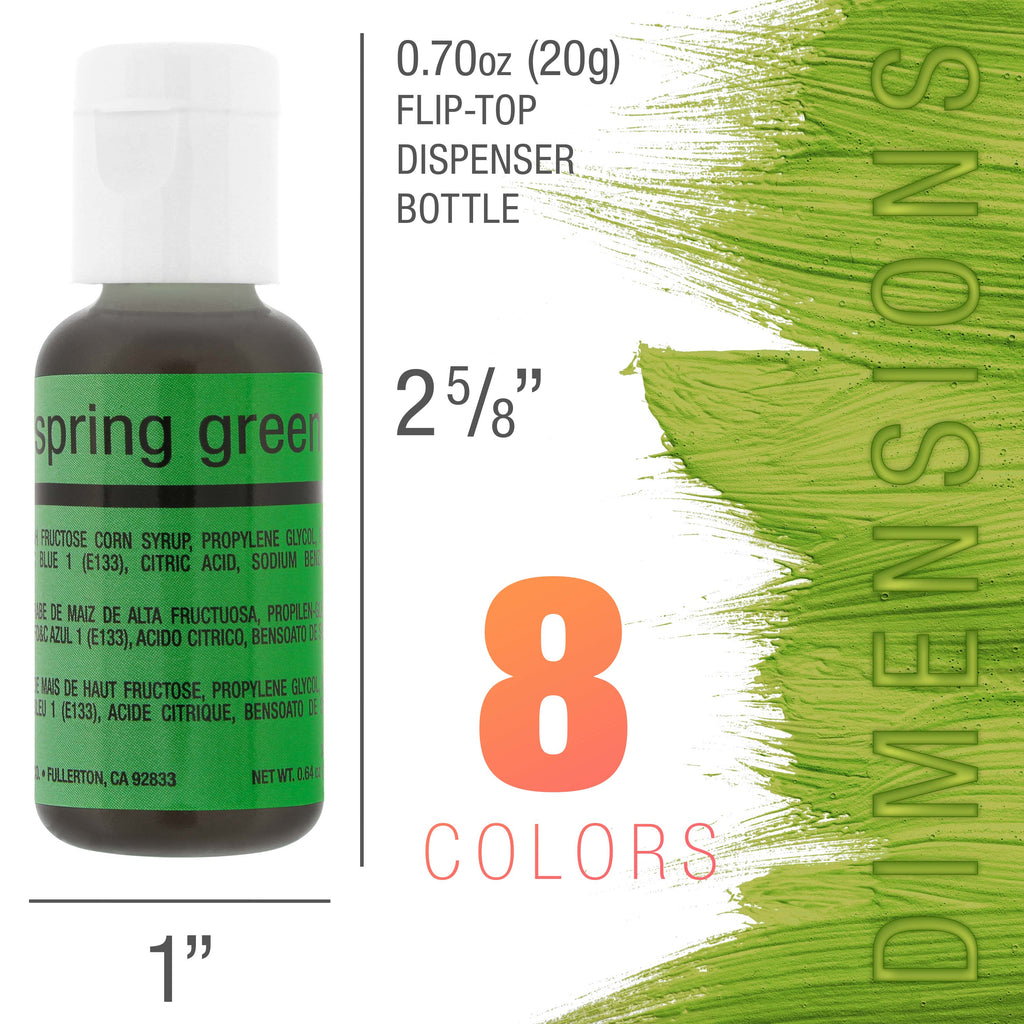 Chefmaster Liqua-Gel Cake Color Set - 8 Primary Colors in 0.64 fl. oz. (19ml) Bottles