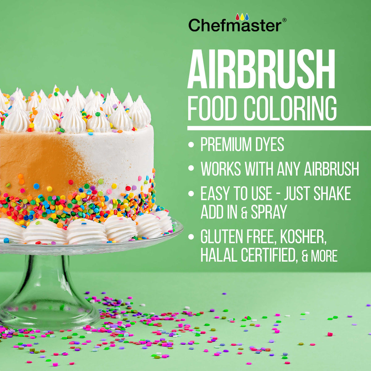 24 Color Deluxe Airbrush Cake Color Kit, 2 oz. Bottles