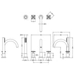 Cylin 4 Hole Deck Mounted Bath Shower Mixer Tap - Chrome