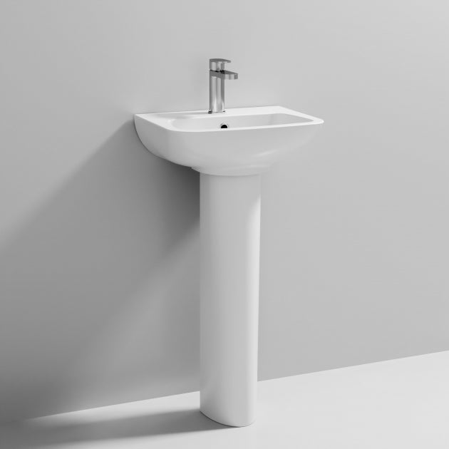 Line Basin with Pedestal - 1 TH - White