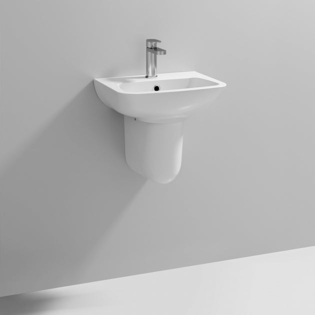 Line Basin with Pedestal - 1 TH - White