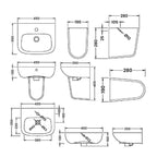 Line Basin with Pedestal - 1 TH - White