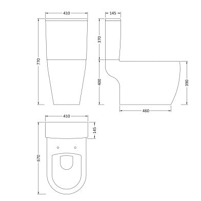 Vast Close Coupled Toilet with Push Button Cistern & Seat - White