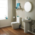 Vast Close Coupled Toilet with Push Button Cistern & Seat - White