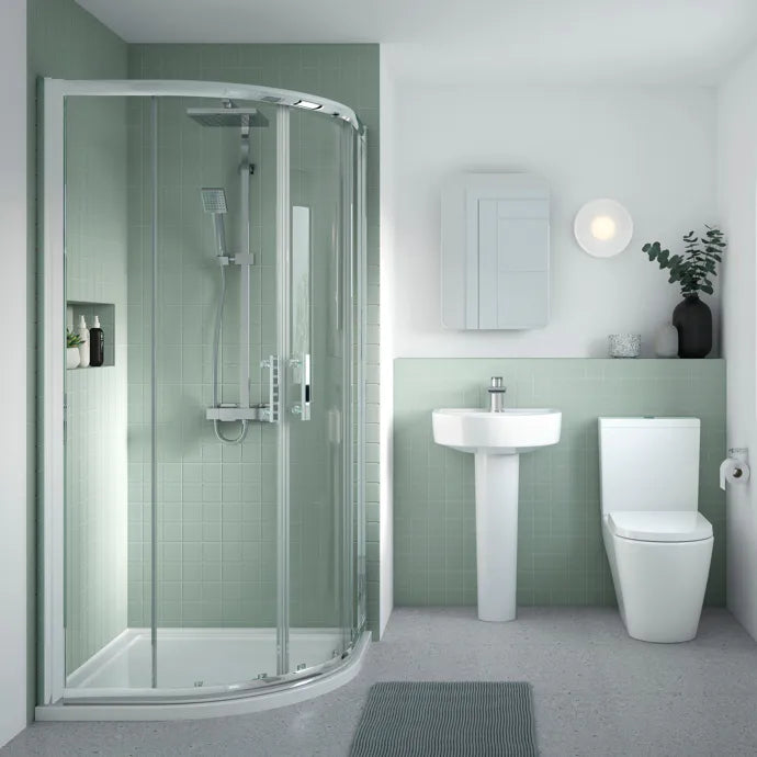 Vast Close Coupled Toilet with Push Button Cistern & Seat - White