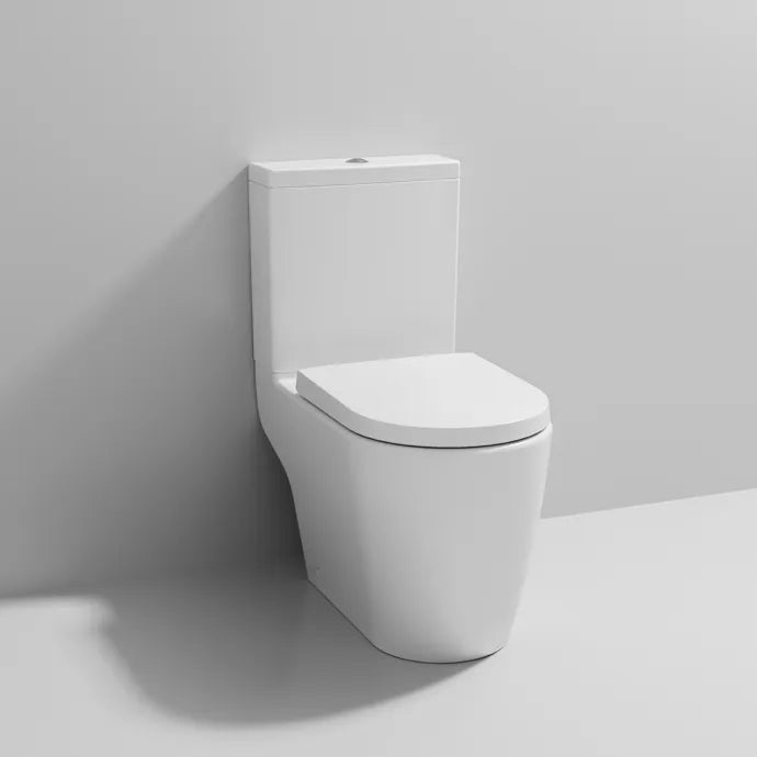 Vast Close Coupled Toilet with Push Button Cistern & Seat - White