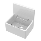 Inspire Single Bowl Traditional Cleaner Sink With Grid, Wall Bracket And Backsplash - White