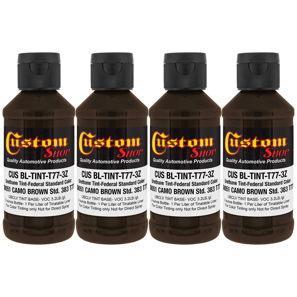 Camouflage Series 3 oz (Camo Brown Federal Standard Color #30051) Urethane Tint Concentrate for Tinting Truck Bed Liner Coatings - Pack of 4