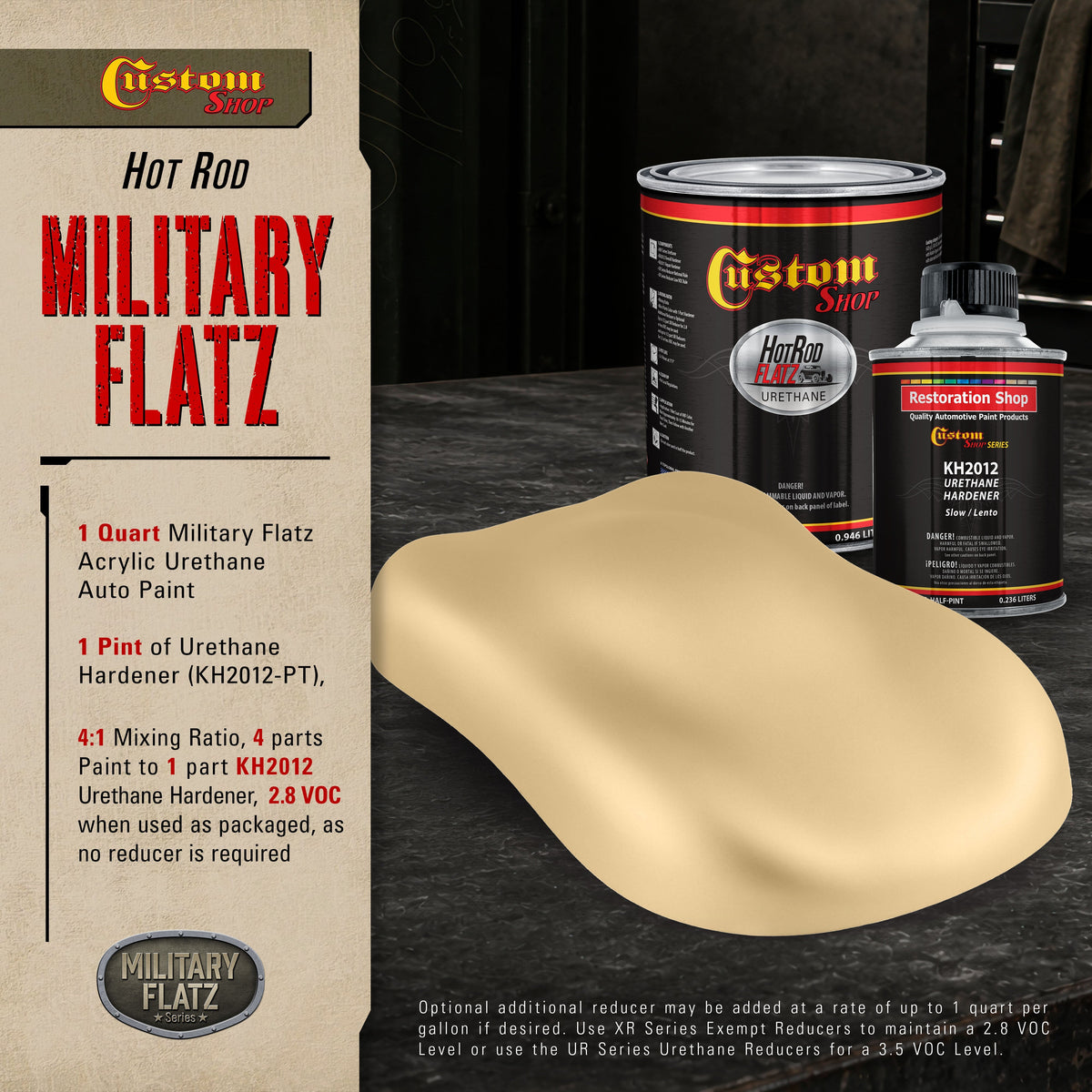 Military Flatz 595-33446 Desert Tan - 2K Urethane Flat Automotive Paint - Quart Kit