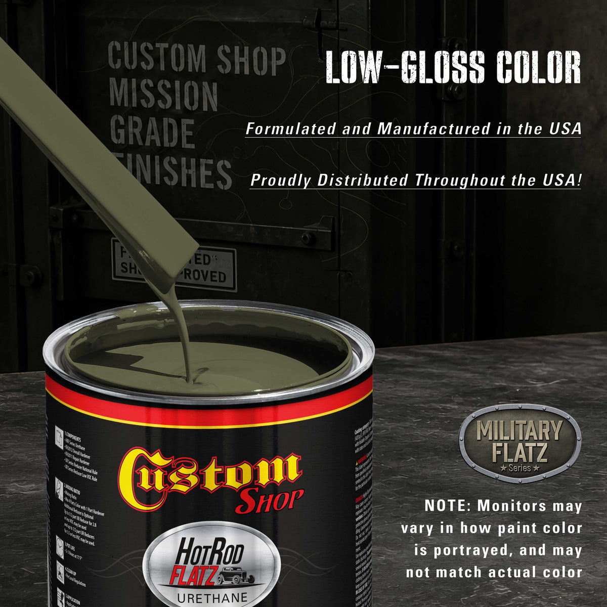 Military Flatz 595-34094 Olive Drab - 2K Urethane Flat Automotive Paint - Gallon Kit