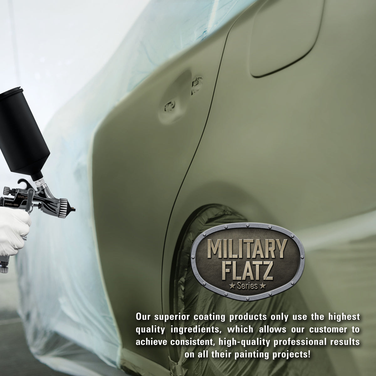 Military Flatz 595-34094 Olive Drab - 2K Urethane Flat Automotive Paint - Quart Kit