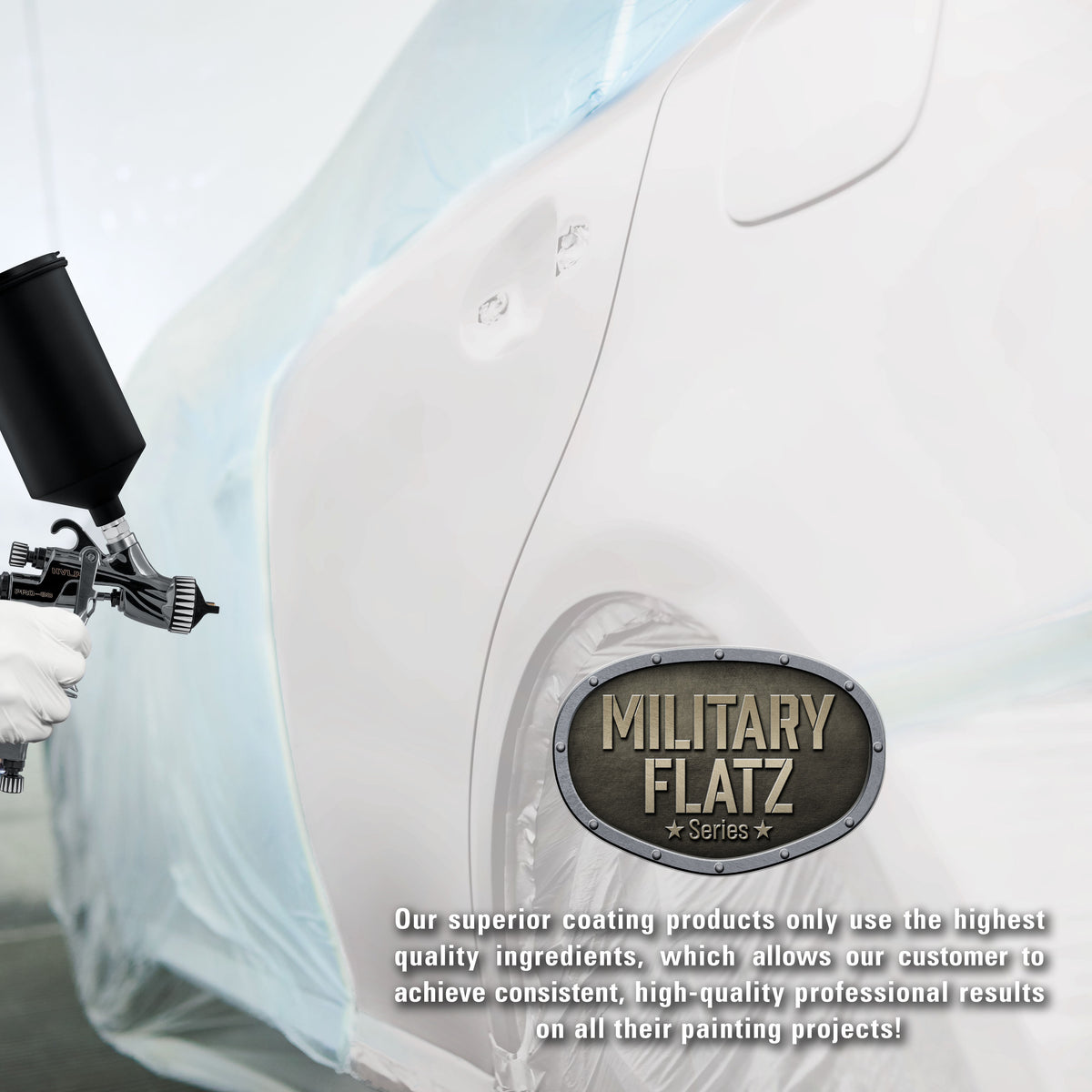 Military Flatz 595-37925 White - 2K Urethane Flat Automotive Paint - Quart Kit