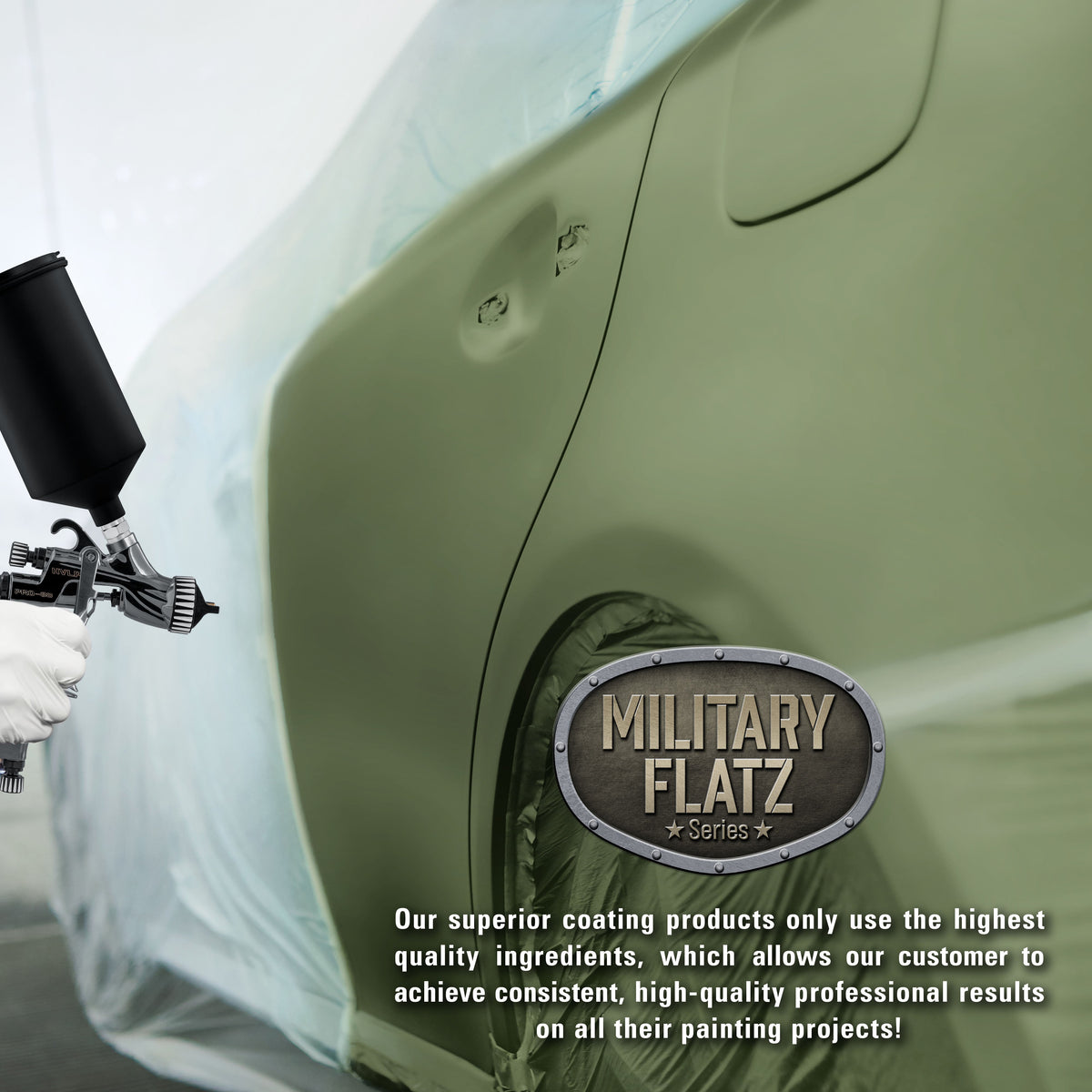 Military Flatz 595-34128 Woodland Green - 2K Urethane Flat Automotive Paint - Gallon