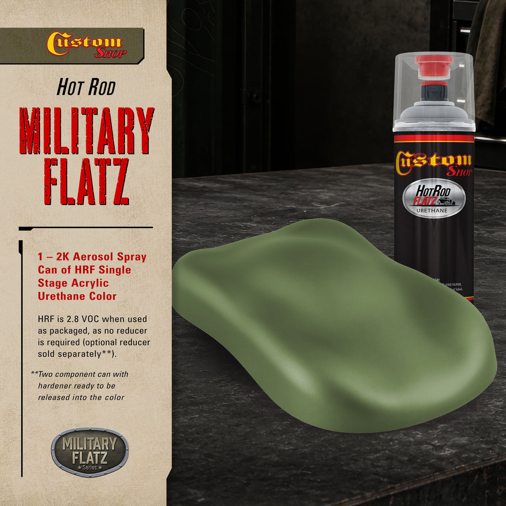 Military Flatz 595-34128 Woodland Green - 2K Urethane Flat Automotive Paint - 2K Aerosol