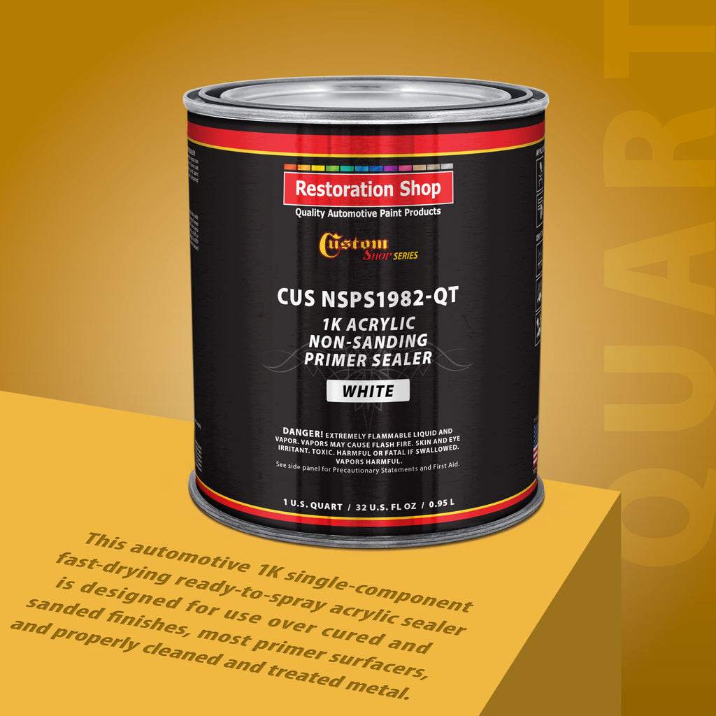 Premium 1K Acrylic Non-Sanding Primer Sealer Paint, Color White, 1 Quart - Fast Drying, Ready-To-Spray, Apply Over Automotive Primer Surfacers