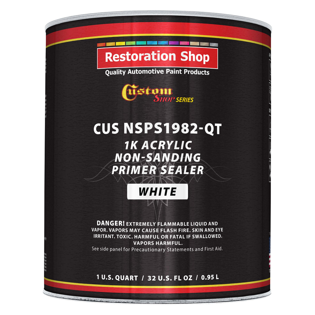 Premium 1K Acrylic Non-Sanding Primer Sealer Paint, Color White, 1 Quart - Fast Drying, Ready-To-Spray, Apply Over Automotive Primer Surfacers