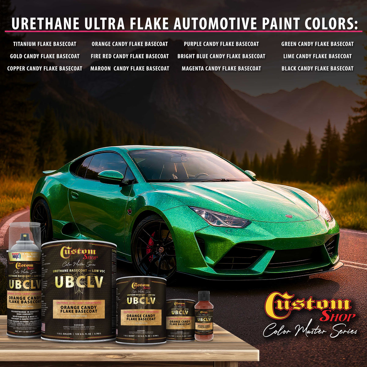 UFC Urethane Ultra Flake Colors - Orange Candy Flake Basecoat- Quart