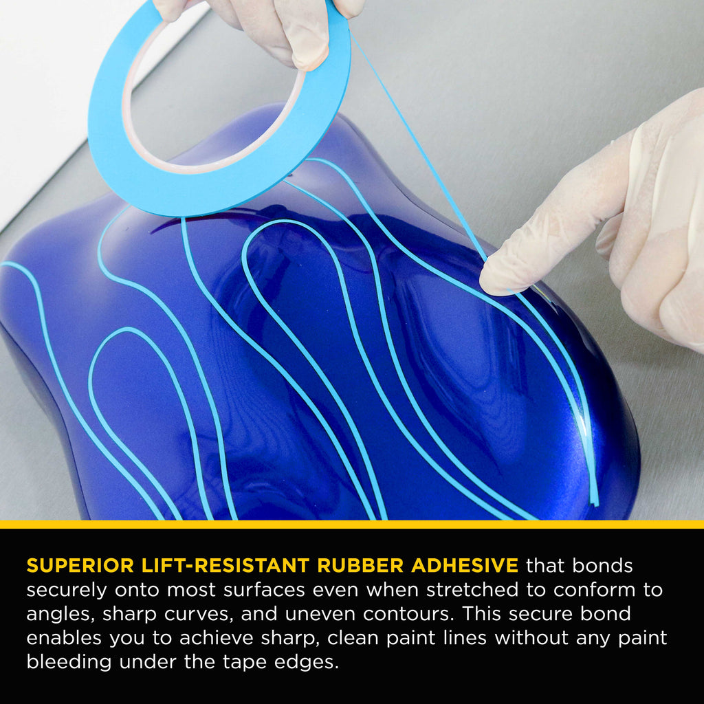 Vinyl Fineline Pinstripe Tape, Blue 1/2" x 36 Yard Roll - Create Sharp Graphic Design Curves, Mask Fine Lines, Conformable Paint Masking Striping