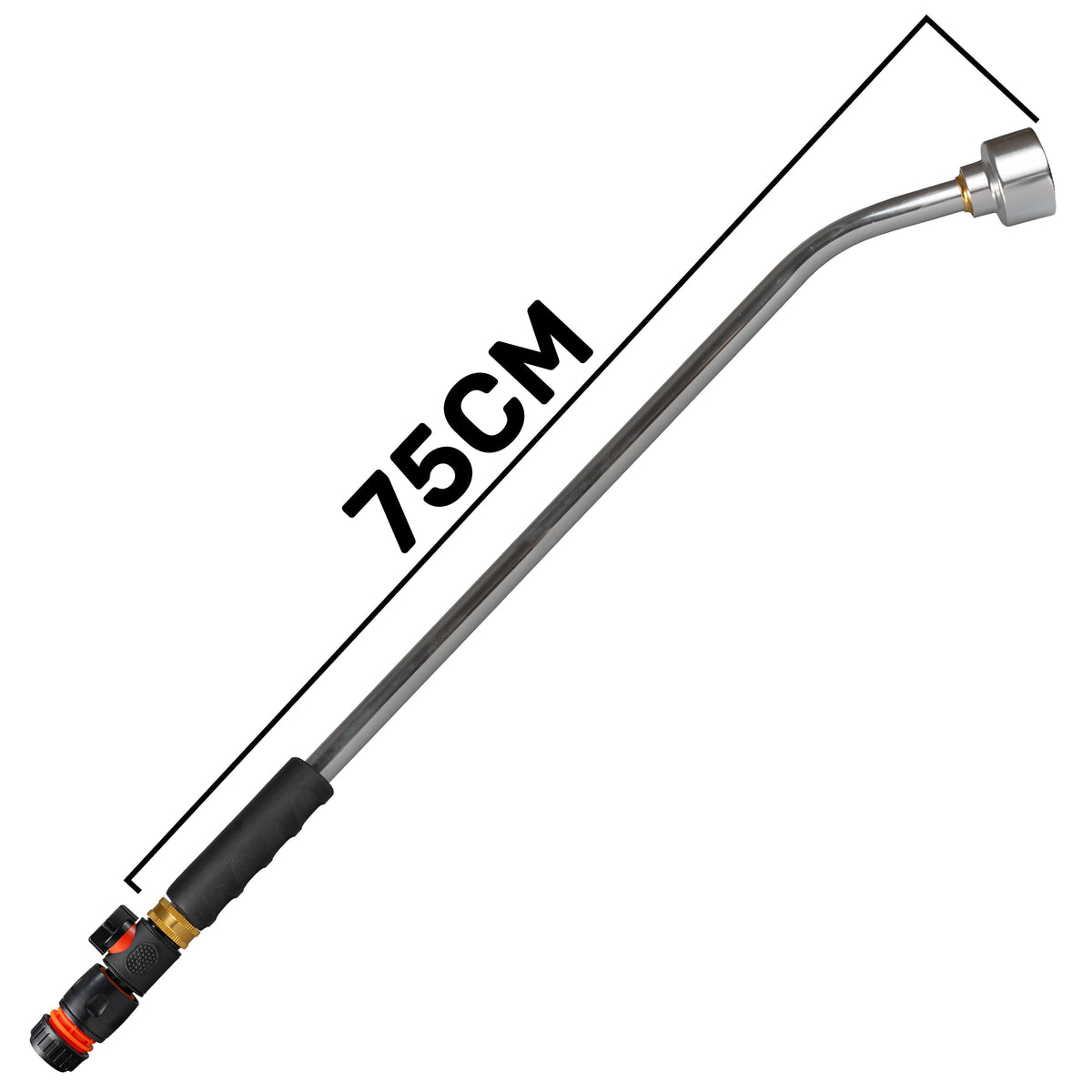 75cm Garden Watering Lance with Quick Connect Valve (Black) and Hose Connector