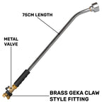 75cm Garden Watering Lance with Brass Valve and Geka Type Fitting