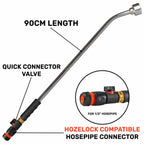 90cm Garden Watering Lance with Quick Connect Valve (Black) and Hose Connector