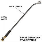 90cm Garden Watering Lance with Brass Valve and Geka Type Fitting