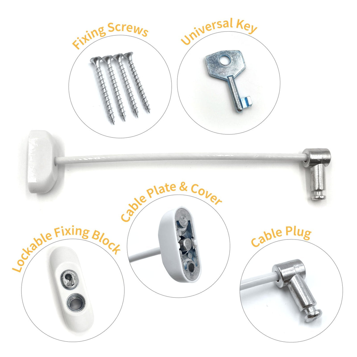 Key-Locking Window Cable Restrictor