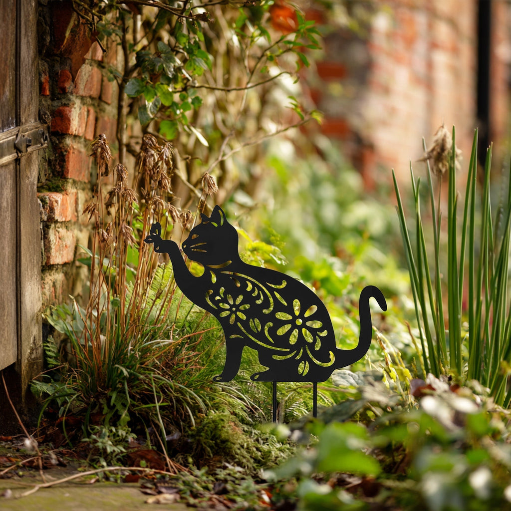 Metal Cat and Dog Silhouette Garden Ornament