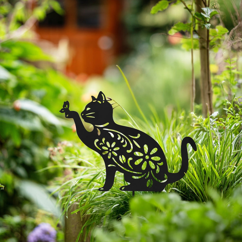 Metal Cat and Dog Silhouette Garden Ornament