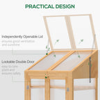 Wooden Cold Frame Polycarbonate Greenhouse w/ Openable Top Cover & Double Door, 70x50 x120cm, Brown