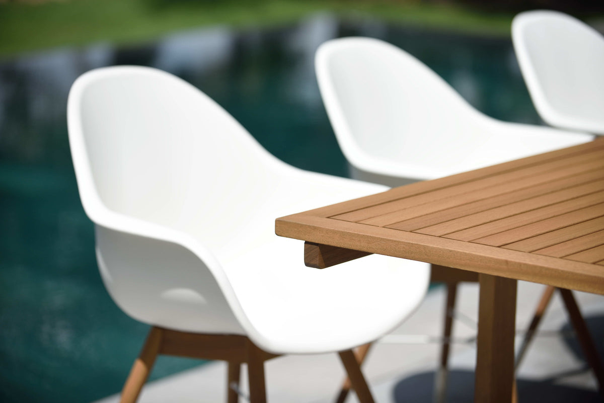 Leyland 9-Piece Weather-Resistant Outdoor Teak Dining Set with Armchairs