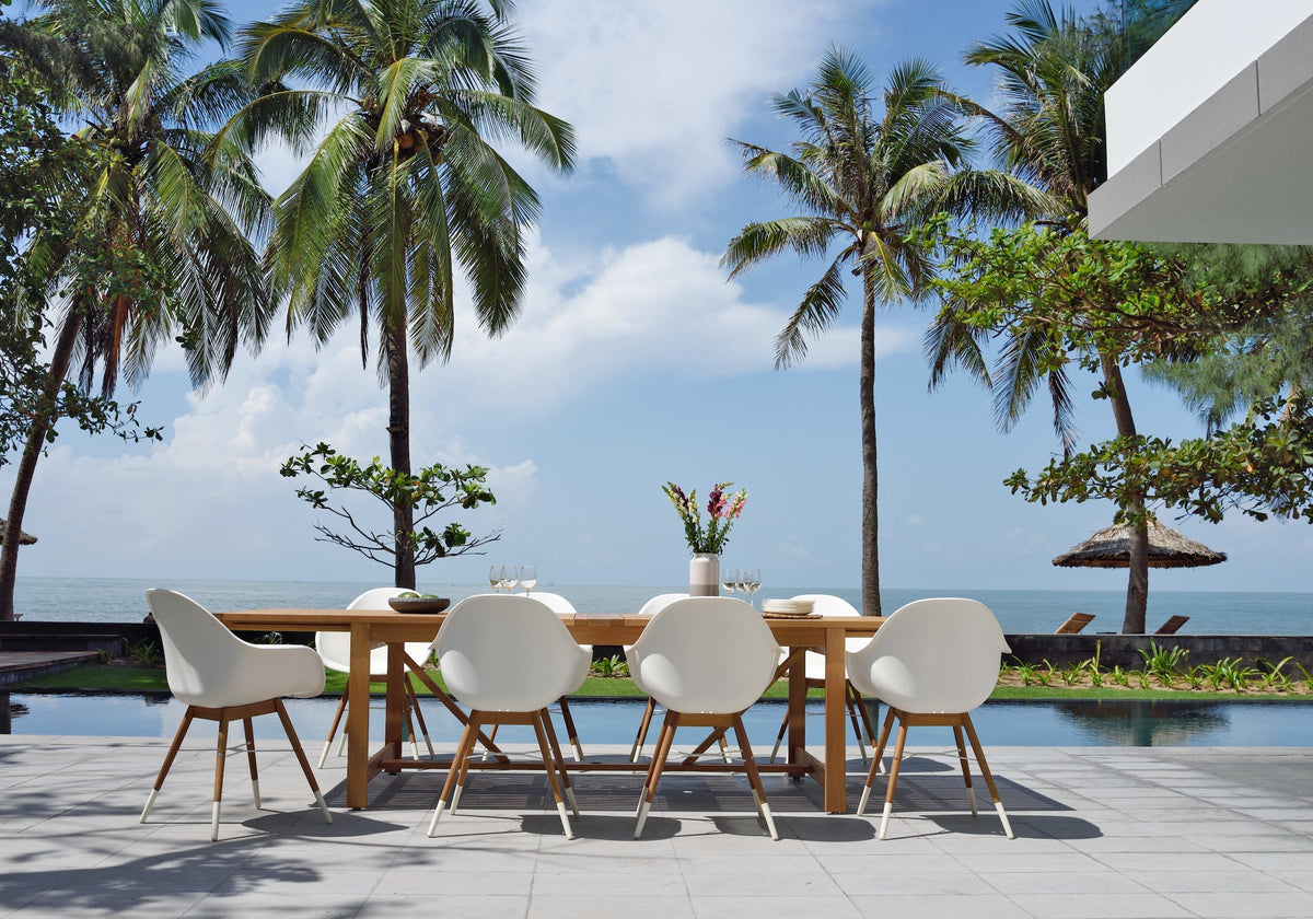 Leyland 9-Piece Weather-Resistant Outdoor Teak Dining Set with Armchairs