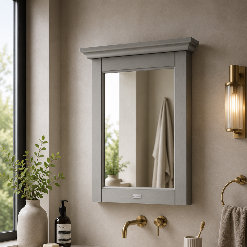 Woodgrain Non Illuminated Mirror - 600mm x 694mm
