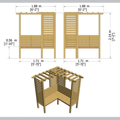 Pressure Treated Clematis Arbour - 6ft x 6ft