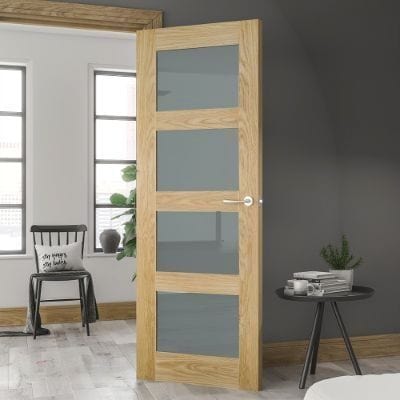 Coventry Oak Prefinished Frosted Glazed Internal Door - All Sizes