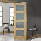Coventry Oak Unfinished Frosted Glazed Internal Door - All Sizes