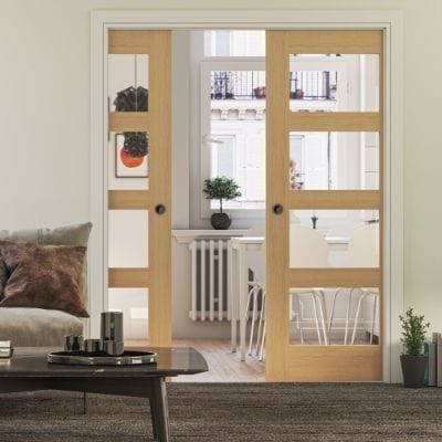 Coventry Oak Unfinished Glazed Internal Fire Door FD30 - All Sizes
