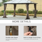 10' x 12' Gazebo Sidewall Set Hooks/C-Rings Brown