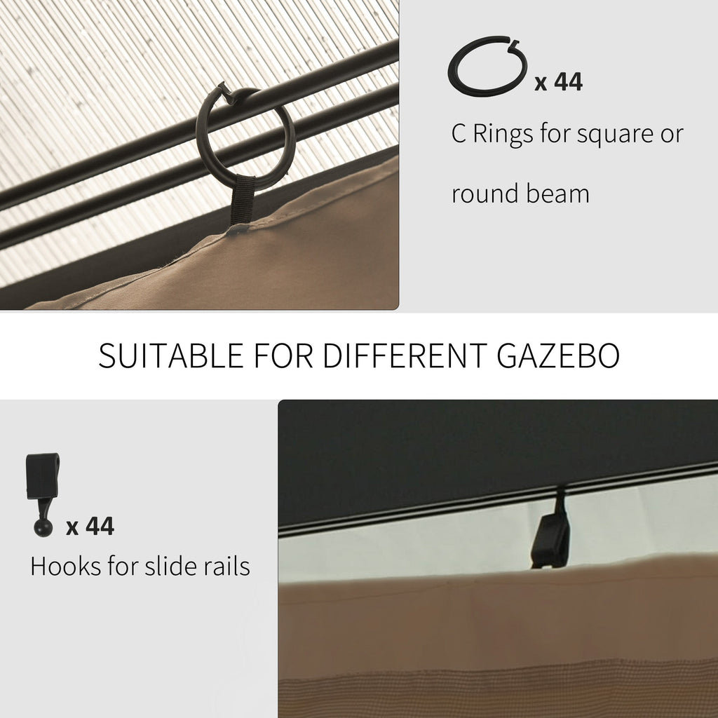 10' x 12' Gazebo Sidewall Set Hooks/C-Rings Brown