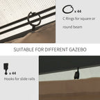 10' x 12' Gazebo Sidewall Set Hooks/C-Rings Brown