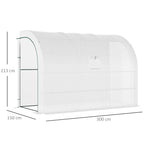 Lean to Wall Greenhouse with 3 Tiers 6 Wired Shelves & Windows, 300x150x213 cm, White