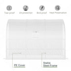 Lean to Wall Greenhouse with 3 Tiers 6 Wired Shelves & Windows, 300x150x213 cm, White