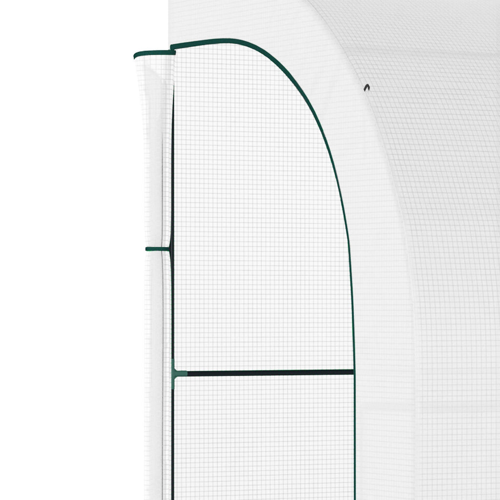 Lean to Wall Greenhouse with 3 Tiers 6 Wired Shelves & Windows, 300x150x213 cm, White