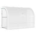 Lean to Wall Greenhouse with 3 Tiers 6 Wired Shelves & Windows, 300x150x213 cm, White