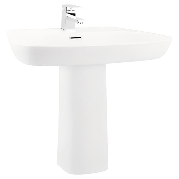Cubix 600mm Basin & Pedestal - 1 Tap Hole with Chrome Overflow
