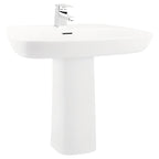 Cubix 600mm Basin & Pedestal - 1 Tap Hole with Chrome Overflow