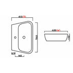 Cubix 600mm Basin & Pedestal - 1 Tap Hole with Chrome Overflow