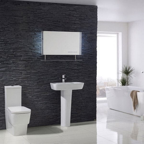 Cubix 600mm Basin & Pedestal - 1 Tap Hole with Chrome Overflow