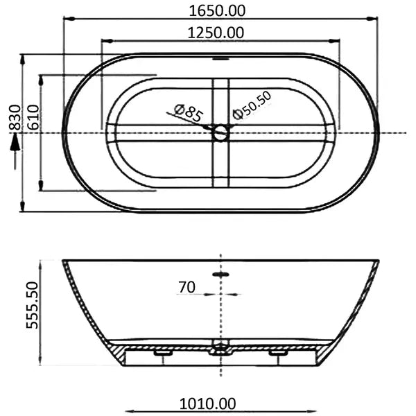 Cusco Luxury Freestanding Double Ended Bath - 1650mm x 830mm