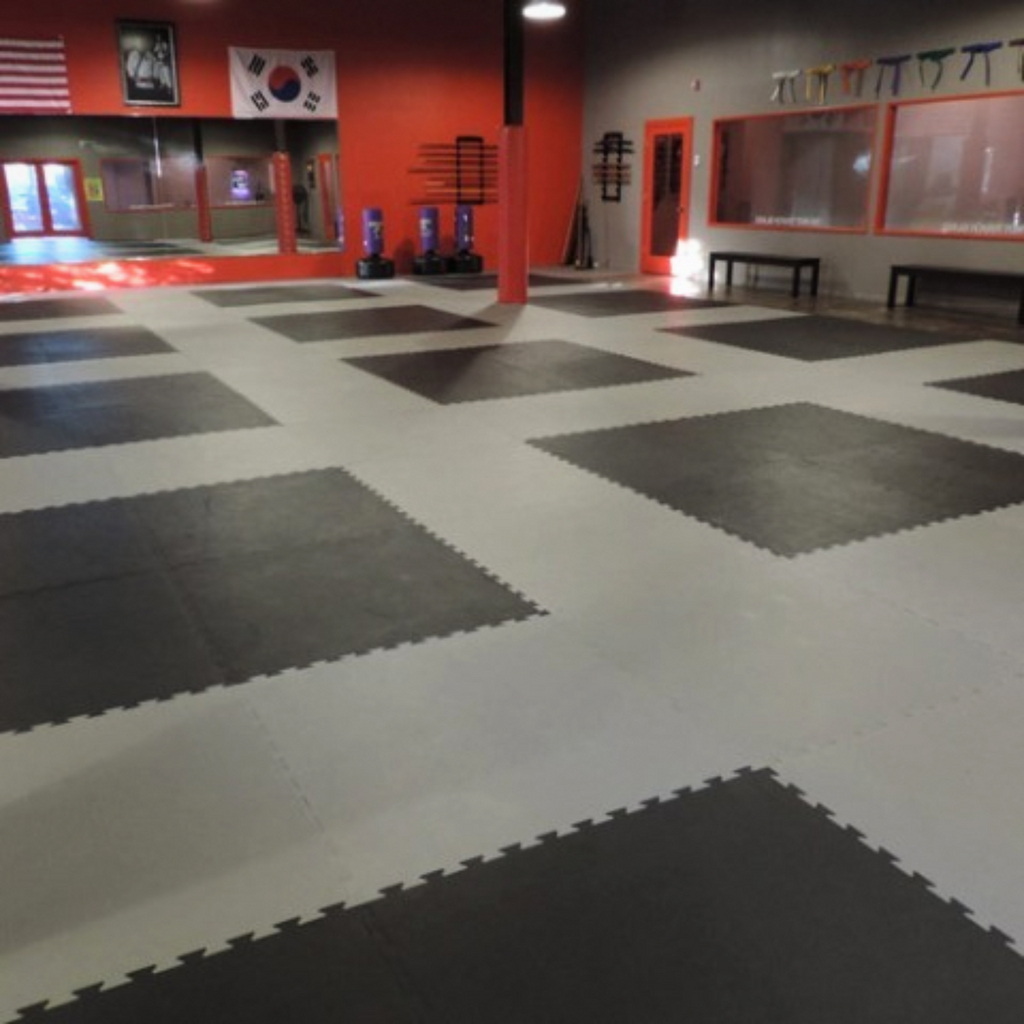 Morgan Tatami Jigsaw Interlocking Floor Mats 3cm Grey / Black x 7